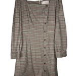 Gal Meets Glam Sz 10 Brooke Dress Plaid A-line Square Long Sleeves Pockets Prep Photo 2