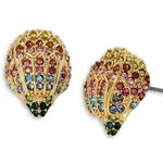 Kurt Geiger NWT bird head multicolor crystal gold stud earrings Photo 0