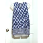 Willi Smith Womens Blue White Geometric Sleeveless Tank Top Large Shirt Career Photo 1