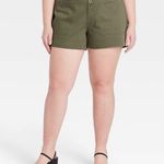 Ava & Viv Womens Plus  Military Green Canvas Shorts 28W Photo 1
