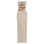 Meshki  Strapless Rose Diamante Maxi Dress Nude Photo 4