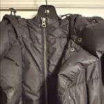 Theory  Black Long Belted Puffer Coat Petite P Hooded Photo 6