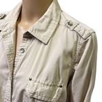 Sonoma Cotton  Khaki Metal Button Up Snap Pocket Button Tab Long Sleeve Shirt L Photo 4