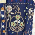 Vintage Embroidered Cotton Vest Folk Art Patchwork Ivy Club Classics 1990s M Blue Size M Photo 3
