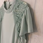 Torrid  Studio Crepe Jersey Mock Neck Lace Inset Top Aqua Plus Size 3 bus… Photo 7