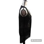 Xhilaration  Black Crochet Fringe Cover Up Vest Festival Beach Size XS NWT Photo 1