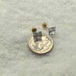 18k Gold plated Square White Crystal Zircon 5mm Stud Earrings Photo 5