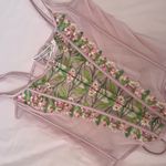 Victoria's Secret  Pink Floral Lace-Up Corset Photo 1