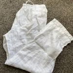 White Linen Flowy Pants Size L Photo 0