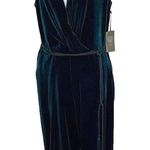 Vince Camuto Emerald Green Crushed Velvet V-Neck Sleeveless Jumpsuit Sz 14 NWT Photo 0
