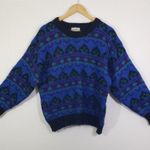 Vintage Gallagher Large Blue/Purple Geometric Cozy, Fuzzy, Knit Sweater GUC Blue Photo 7