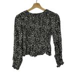 Japna  Black & White Floral Smocked Long Sleeve Blouse XS Photo 1