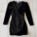 Bailey 44 Black Sequin Long Sleeve Dress Photo 0