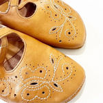 Hispanitas Tan Leather Mary Janes Women’s Size 38 EU Floral Cutout Embroidered Photo 3