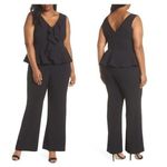 Eliza J Black Sleeveless Peplum Jumpsuit Photo 1
