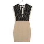Lulus Cream Black Formal Lace A-Line Pencil Mini Dress Small Cocktail Formal Photo 2