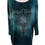 Venezia Plus Sz 18 20 Angel Baby Tee T Shirt Bling Embellished Y2K Tie Dye Teal Blue Photo 0