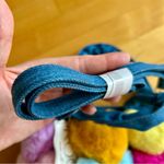 Handmade  Colorful Fluffy Heart Hand Bag, Adjustable Shoulder Strap, Blue, Denim Photo 9