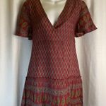 Raga Avah Floral Faux Boho Wrap Mini Dress color Wine size LARGE BRAND New Photo 10