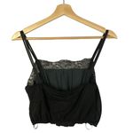 ZARA Black Lace Bust Smocked Waist Crop Tank Top S Photo 1