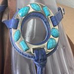 Vionic  Ricci Thong Sandals Jeweled Ring Sz 11 Leather Flip Flops Blue Turquoise Photo 4