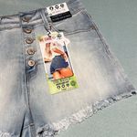 REWASH  The Wedge Super High Rose Frayed Jean Shorts Photo 1