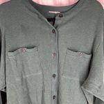 Source Unknown Oversized  Dark Green Button Down Waffle button  Knit Long Sleeve Photo 2