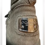 Coach  Thelma Suede Mid-Calf Boots Tan Embossed Buckle Womens 8.5 Shearling Lined Photo 3