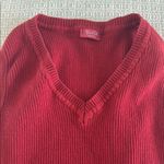 Brandy Melville  red ribbed v-neck sweater Photo 0