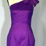 Jessica McClintock  Womens Purple Shimmery Ruffle One Shoulder Mini Dress 8 Photo 0