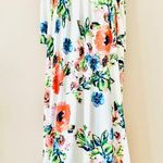 White Orange Blue & Green Multicolor Floral Wrap Maxi Dress. Size XL Photo 1