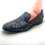 Marc Jacobs  BLACK & SILVER GLITTER "ZOE"  LEATHER & FABRIC LOAFER SHOES (38.5) Photo 0