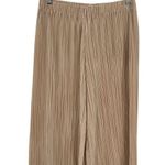 Alice + Olivia Benny Pants Ribbed Pleated Plisse Cropped Wide Leg Tan Size Large Photo 3