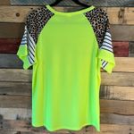 Sunshine‎ & Rodeos Neon Leopard Sleeve Top Size XL Green Photo 1