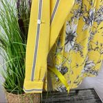 Anthropologie  Fig & Flower Yellow Stripe Floral Convertible Sleeve Button Top M Photo 4