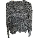 AQUA  Women’s V-Neck Fuzzy Mohair Marled Sweater in Black/White Size M Photo 3