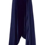 Milly  Navy Jordyn Solid Satin Pleated Dress Photo 1