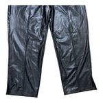 Ellen Tracy Women Black Faux Leather Pants Size M Paper Bag Waist Stretch Pocket Photo 3
