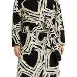 Farm Rio NWT  Wool Blend Wild Hearts Tie-Belt Fleece Coat Size XL Black White Photo 0