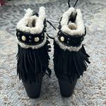 Sam Edelman Black Suede Leather Fringe Studded Kemper Wedge Boots Black 8.5 Photo 3