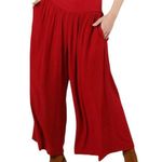 Band Of The Free New Smocked Waist Wide Leg Cropped Pants Red Chevron Size Small Photo 0