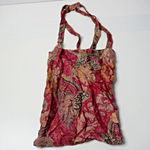 Vintage Handmade Silk Small Bag‎ Purse Red Paisley Floral Reversible Travel Boho Photo 1