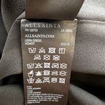 ALLSAINTS Lerin Dress Midi Pleated Sleeveless Asymmetric Draped Metallic Gold S Photo 3