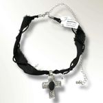 Free People  Lola Choker in Black NWT Cross Bohemian Velvet Necklace Photo 6