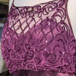 Vtg 1990s Steppin' Out Plum Purple Satin Sequin Embellished Mesh Maxi Gown 13 14 Size 12 Photo 2