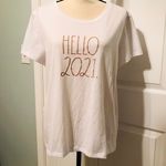 Rae Dunn  Womens "Hello 2021" XL white t-shirt Short Sleeve‎ Shirt Photo 1