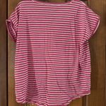 CHAPS  Ralph Lauren Shirt Womens Large Red White Stripe V Neck Cap Sleeve Photo 2