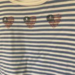 Villager FINAL MARKDOWN  ladies Blue Striped Shirt with Heart Design large Photo 1