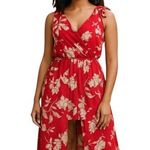 Red Floral Midi Romper Size Medium Trixxi Walk Through Midi Dress Photo 0