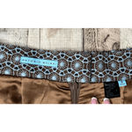 Antonio Melani Brown Blue Eyelet Scallop Hem Straight Pencil Skirt sz 6 Photo 6